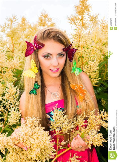 Portrait Of Beautiful Blonde With Green Eyes Stock Image Image Of