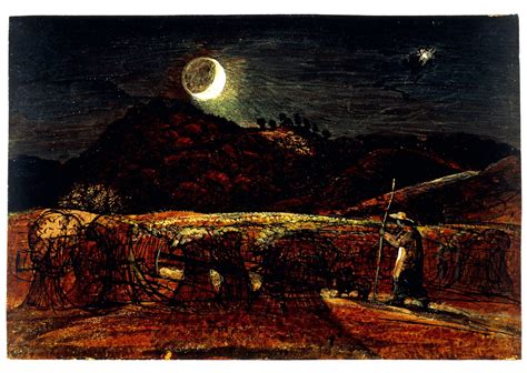 Art Of The Day Samuel Palmer A Cornfield By Moonlight With The