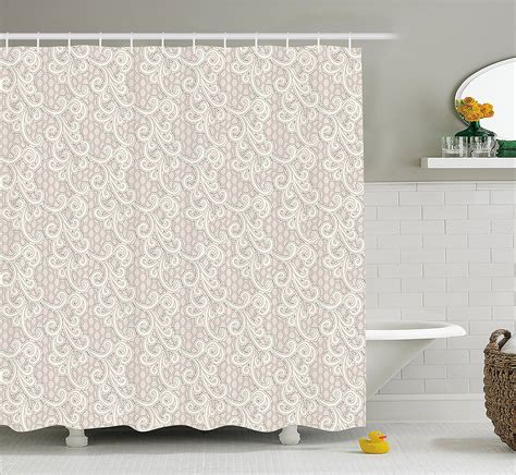 Cream Shower Curtain By Old Lace Design With Soothing Color Scheme Vintage Style Classical