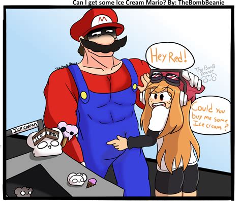 Meggy Asks Mario If She Could Have Some Ice Cream Fanart Smg4