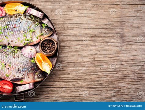 Fresh Raw Fish And Food Ingredients Stock Photo Image Of Closeup