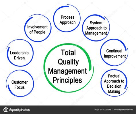 The basic principles for the total quality management (tqm) philosophy of doing business are to satisfy the customer, satisfy the supplier, and continuously improve the business processes. Total Quality Management Principles — Stock Photo ...