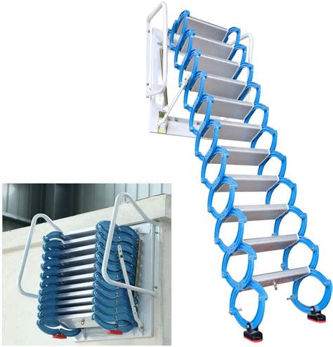 Intbuying Blue White Loft Wall Ladder Stairs Wall Mounted Attic