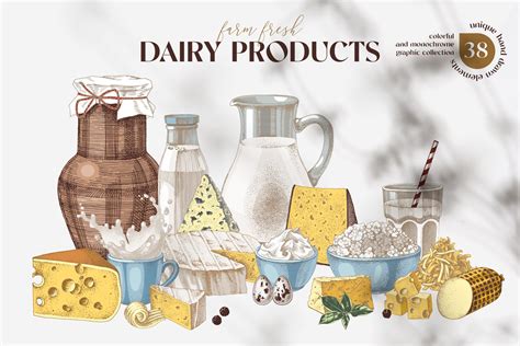 Farm Fresh Dairy Products Collection Design Cuts