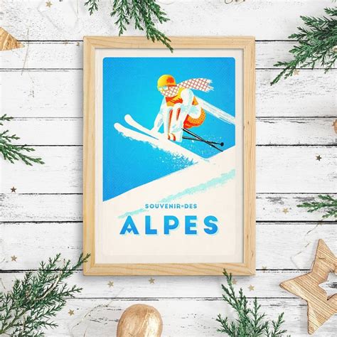 Affiche Vintage Voyage Ski Alpes Montagne Poster Vintage Etsy France