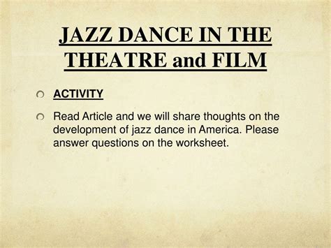 Ppt Jazz Dance History And Famous Choreographers Powerpoint