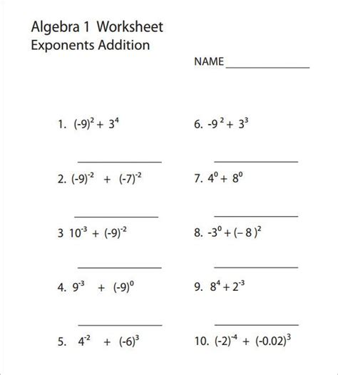 8 College Algebra Worksheet Templates Doc Pdf Free