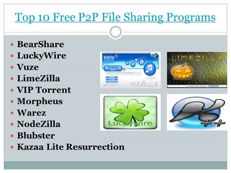 You can use slack as the best file sharing software for your business. Top 10 Free P2P File Sharing Programs - YouTube