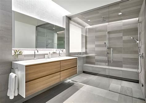 Un Baño Moderno En Tonos Grises Y Madera Grey Bathrooms Designs