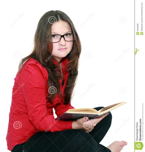 Schoolgirl In Glasses With A Book Stock Image Image Of Personal