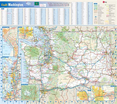 Large Roads And Highways Map Of Washington State With