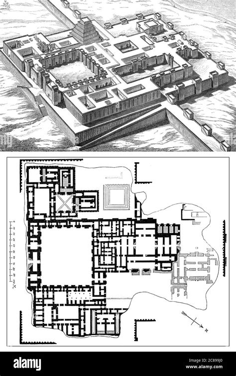 Reconstruction Drawing Of The Citadel Of Sargon Ii
