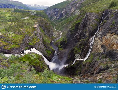 Wide Angle View Of Voringsfossen Waterfalls Norway Stock Image Image
