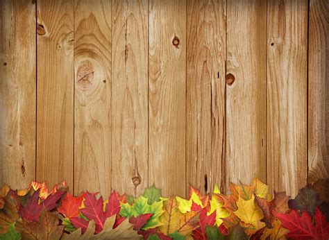 Autumn Leaves Bottom Border With Wooden Background Pictures Images And