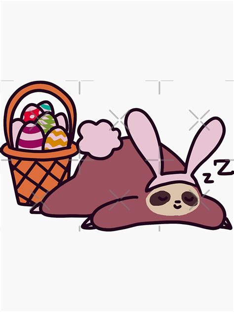 Easter Bunny Sloth Sticker For Sale By Saradaboru Redbubble