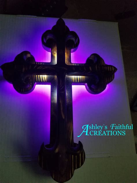 Led Cross Backlit Rustic Cross Glow In The Dark Baptism Etsy