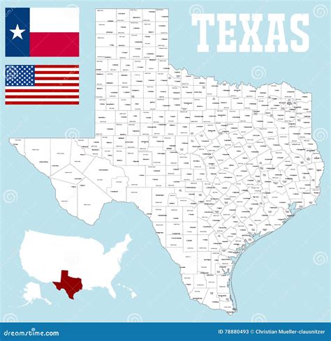 Texas County Map Stock Vector Illustration Of Counties 78880493