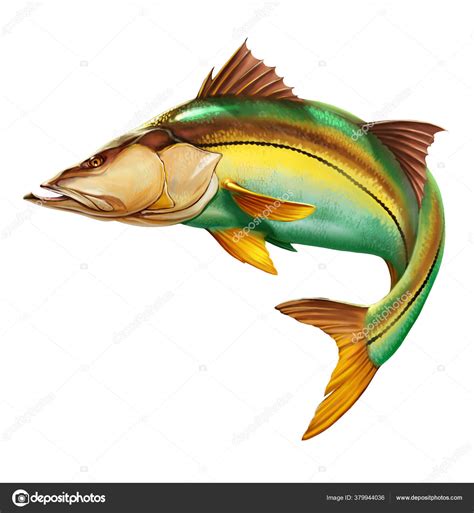 Snook Common Fish Mounts White Realistic Illustration Place Text Stock