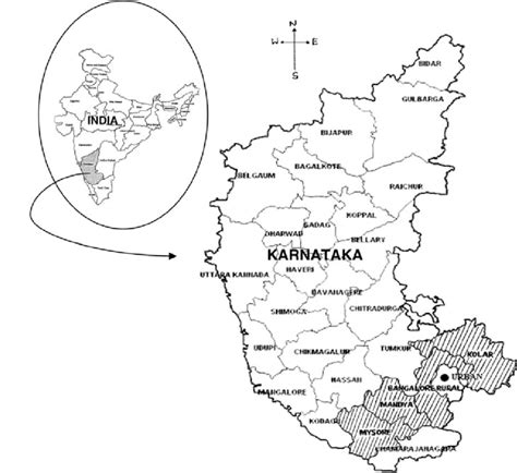 Detailed road map of karnataka, india showing tourist sites and hotels. Karnataka state map showing different districts and the location of the... | Download Scientific ...