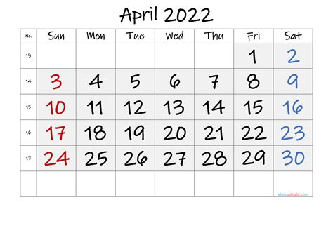 April 2022 Calendar Printable Template Calendar Design