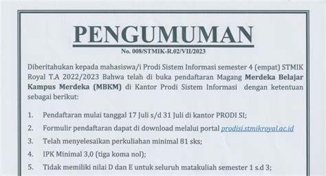 Pendaftaran Magang Mandiri Merdeka Belajar Kampus Merdeka MBKM T A