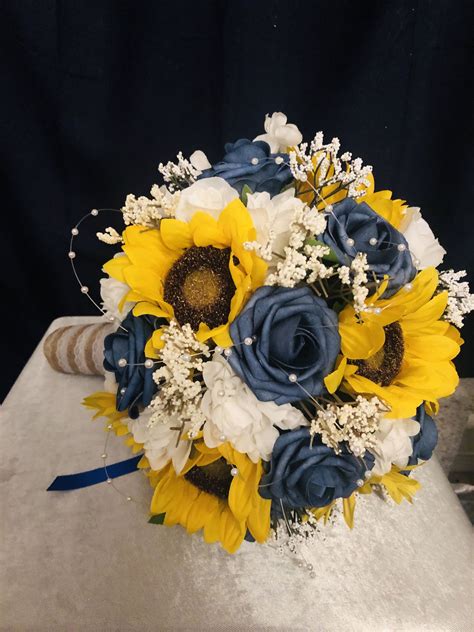 Wedding Bouquet Sunflower Bouquet Navy Sunflower Autumn Etsy Check