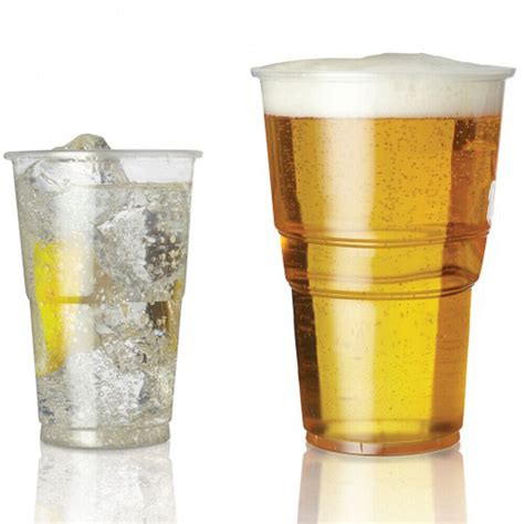 50 Disposable Clear Strong Plastic Pint Half Pint Beer Glasses Cups Drinking Ebay