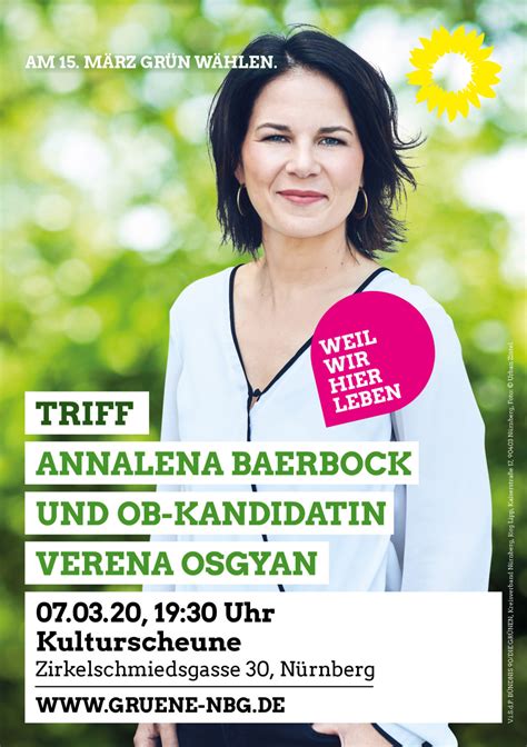 Annalena charlotte alma baerbock (born 15 december 1980) is a german politician who currently serves as the chairwoman of the german green party alliance 90/the greens. Annalena Baerbock kommt nach Nürnberg | Grüne Nürnberg