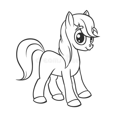Cute Cartoon Little White Baby Horse Beautiful Pony Princess Character Vector Illustration