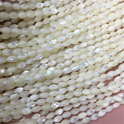 X Mm Mother Of Pearl Rice Beads White Pearl Beads Full Strand Etsy