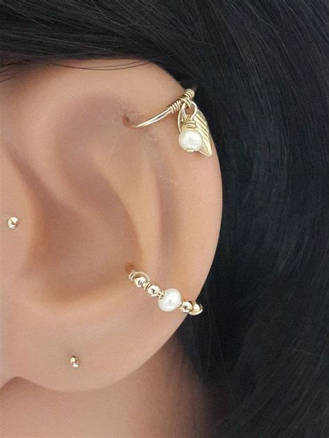 Freshwater Pearl Conch Piercing Gold Conch Earring Silver Etsy Israel