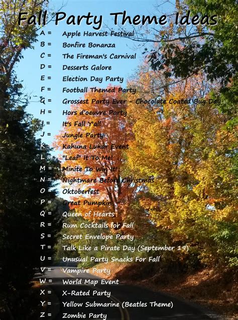 Fall Party Themes A Z List This Is The Final