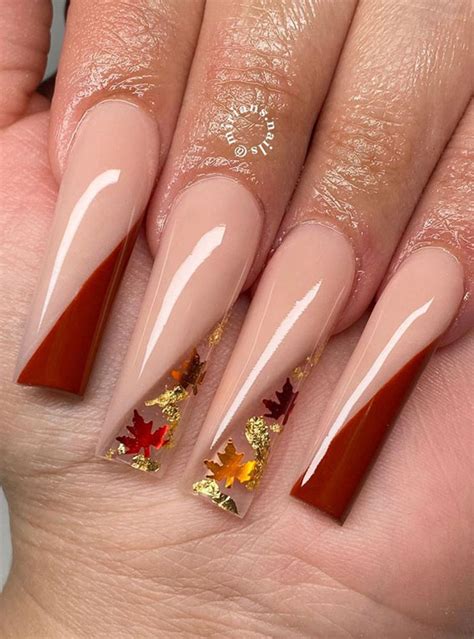 Beautiful Nail Design Ideas To Wear In Fall Glam Nude Fall Nails