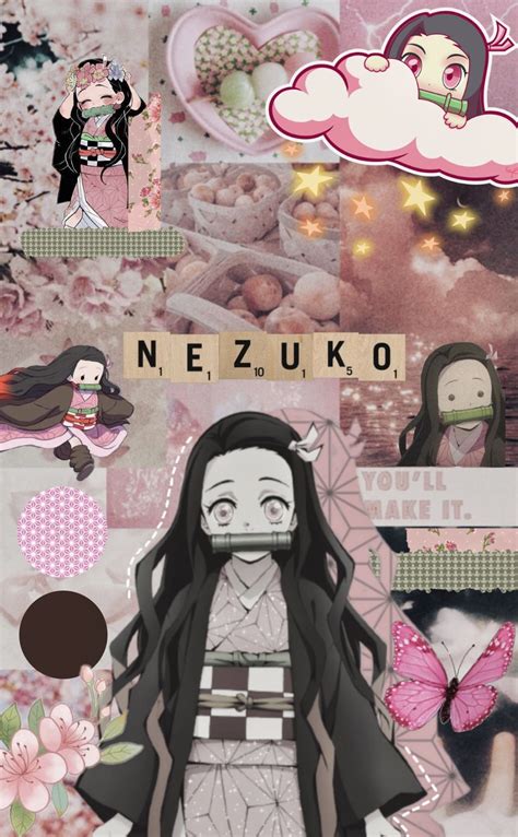 Kimetsu No Yaiba Nezuko Aesthetic Collage Wallpaper Милые рисунки