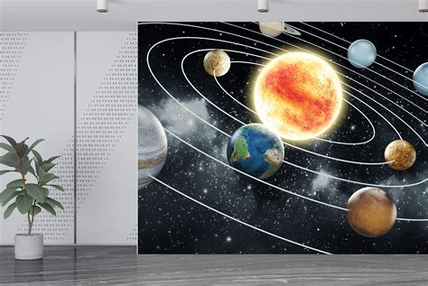 Space Wall Mural Planets Solar System Photo Wallpaper Kids Bedroom Home