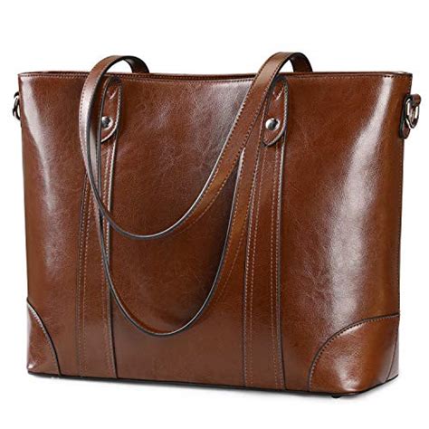 S Zone 156 Leather Laptop Bag For Women Shoulder Bag Large Work Tote