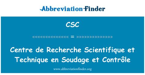 คำจำกัดความของ Csc ศูนย์ De Recherche Scientifique ร้อยเอ็ดน้ำเทคนิค