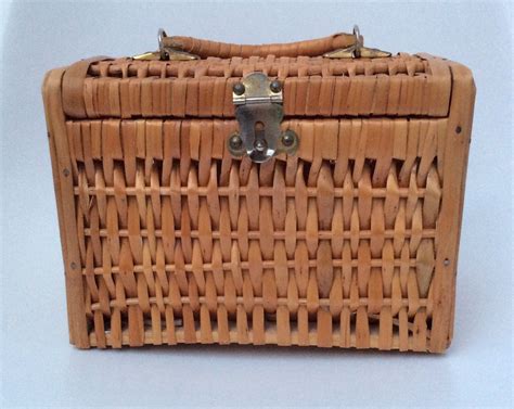 Vintage Basket Purse Handbag Woven Wicker Basket Hamper Etsy Purses