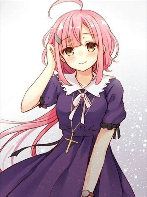 Cute Moe Girl With Pink Hair And Classic Dress Anime Dép