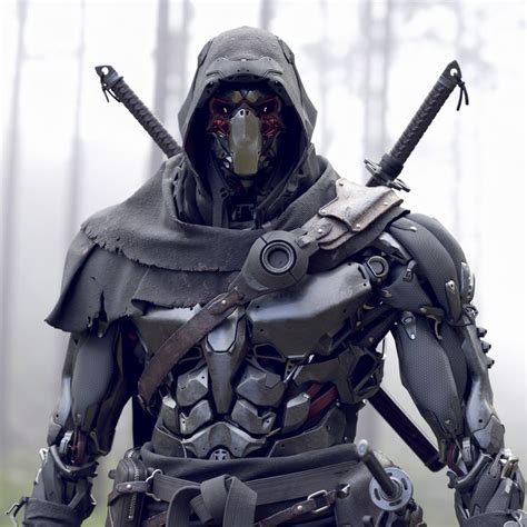 Robot Ninja 3d Model In 2020 Cyber Ninja Armor Concept Cyberpunk