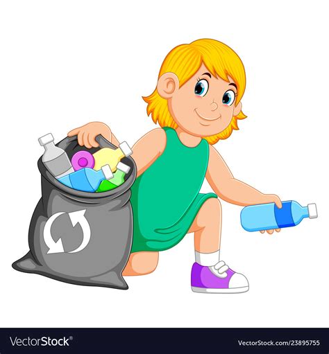 Woman Collecting Rubbish Royalty Free Vector Image