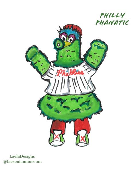 Illustration Of The Philadelphia Baseball Team The Phillies Mascot The Philly Phanatic Sketch