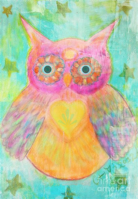 Whimsy Folk Owl Painting By Sacred Muse