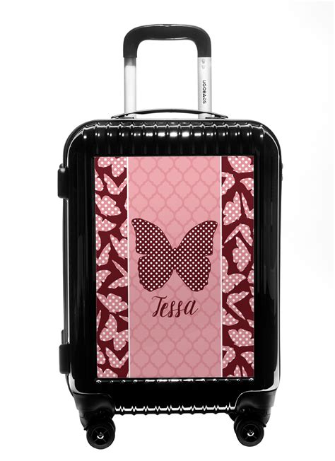 Custom Polka Dot Butterfly Carry On Hard Shell Suitcase Personalized