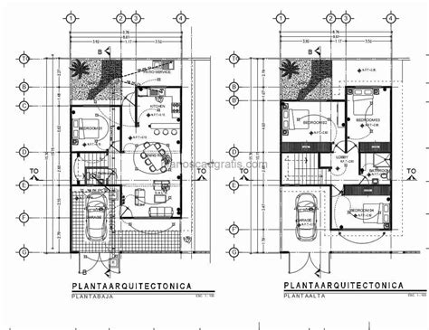 Casa De Dos Niveles Con Habitación De Visitas Planos De Autocad 1005211