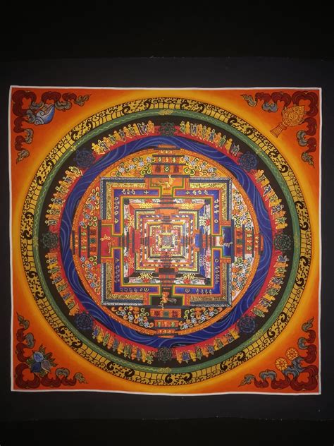 Hand Painted Kalachakra Mandala Tibetan Thangka Art 3030cm Buddhist