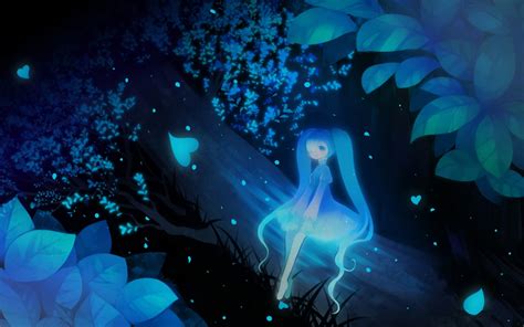 Wallpaper Illustration Blue Vocaloid Hatsune Miku Underwater