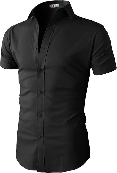H2h Mens Casual Nice Fit Button Down Shirts With Solid Short Sleeve