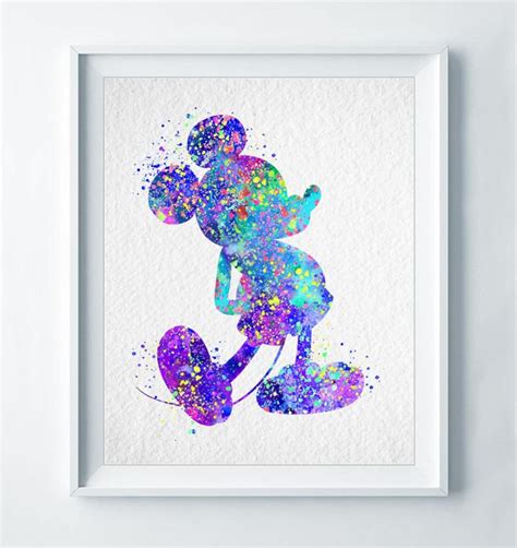 Mickey Mouse Art Print Print Disney Abstract Watercolor Poster Etsy