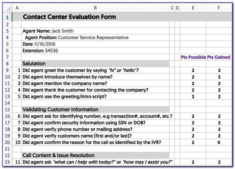 Call Center Quality Assurance Form Template Form Resume Examples